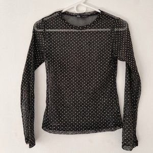Zara Sheer Mesh Dotted Longsleeve Top